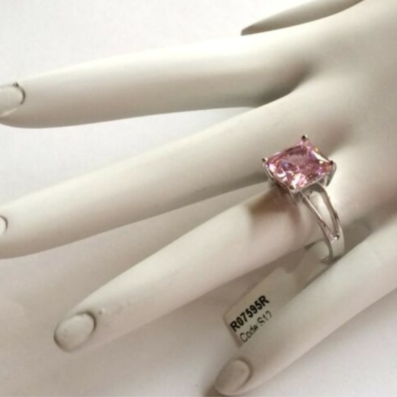 Silver Pink CZ Cocktail Ring Size 5 6 7 8 9 10 - Picture 3 of 8